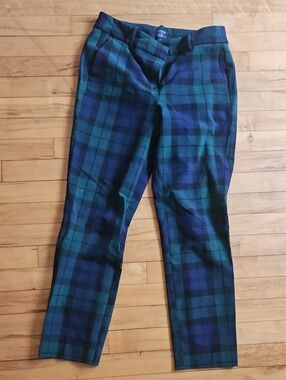 J. Crew Green & Navy Tartan Chinos